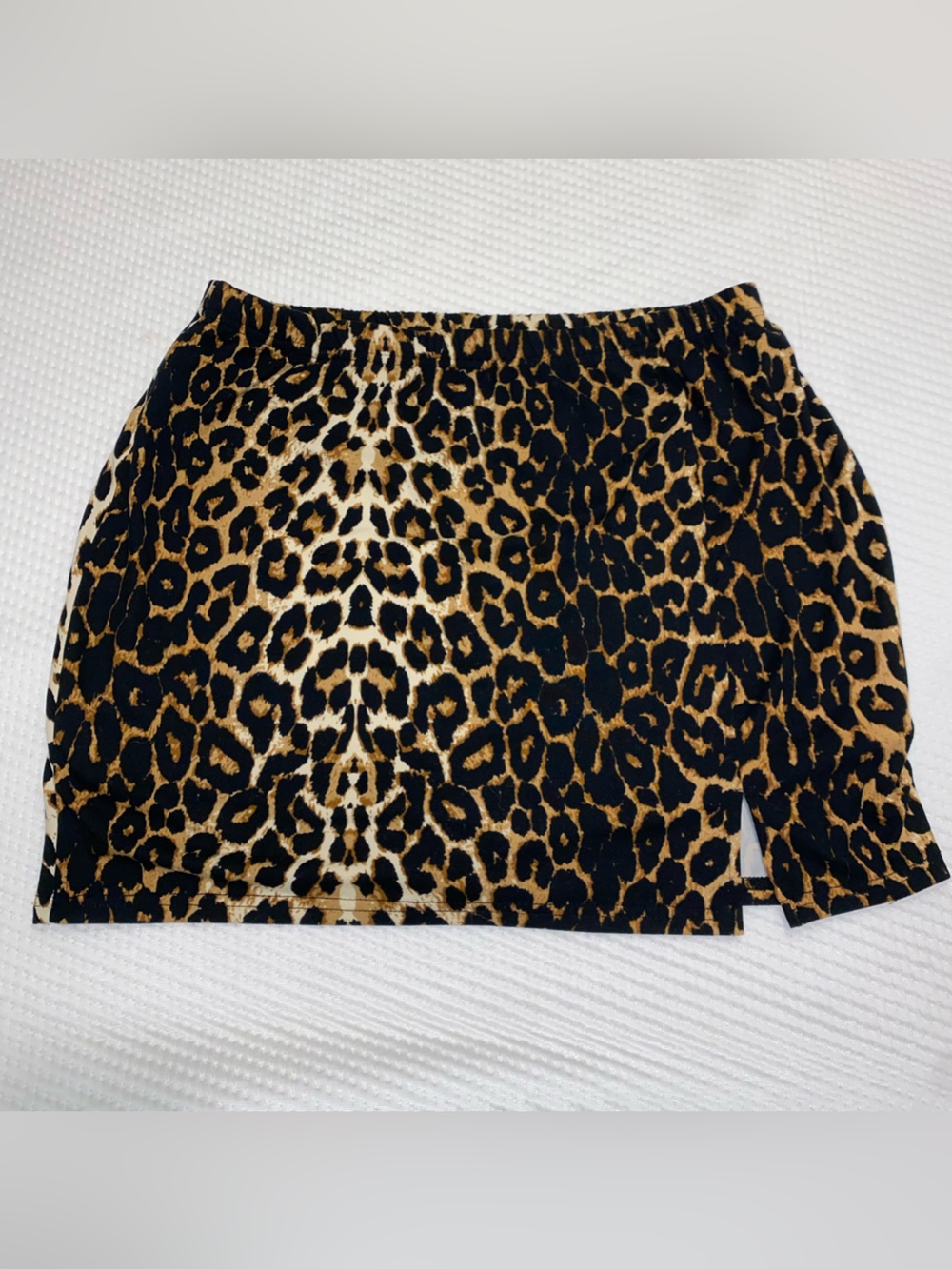 Leopard Print Mini Skirt in Black & Tan